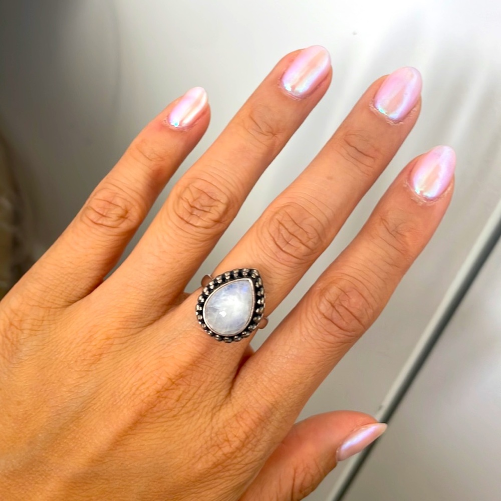 Kemmi Sterling Silver Moonstone Galaxy Ring -size 7